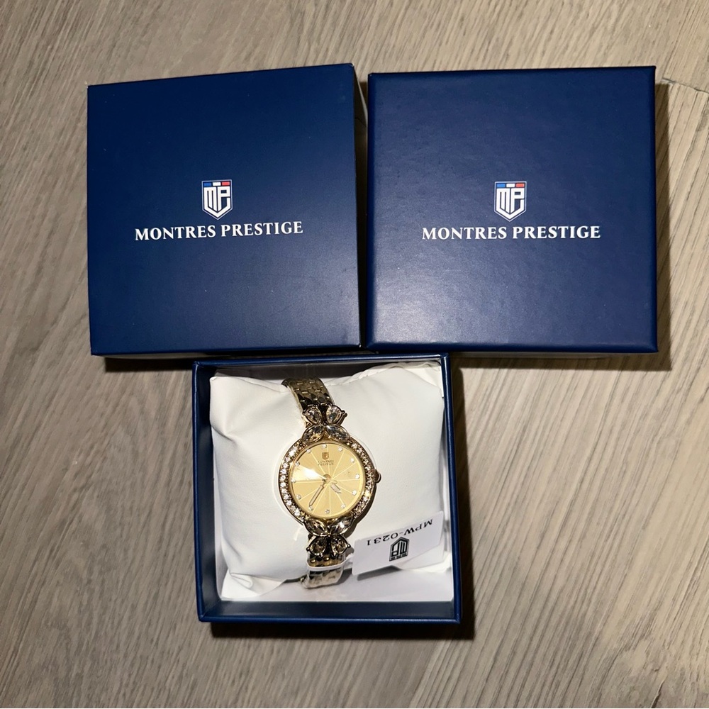 Montres Prestige x Invicta Gold Crystal Butterfly Watch 22mm MPW-0231 NIB - Picture 5 of 13